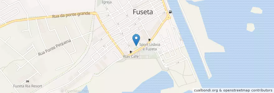 Mapa de ubicacion de Café Cubano Abalo en Portugal, Algarve, Algarve, Faro, Olhão, Moncarapacho E Fuseta.