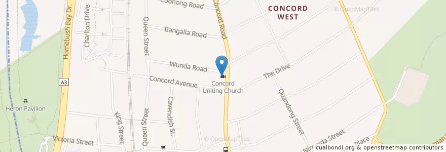 Mapa de ubicacion de Concord Uniting Church en Australië, Nieuw-Zuid-Wales, Sydney, City Of Canada Bay Council.