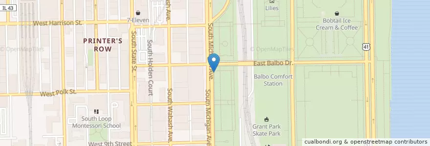 Mapa de ubicacion de Michigan Ave & 8th St en Amerika Syarikat, Illinois, Chicago.