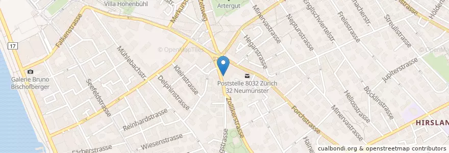 Mapa de ubicacion de Zentrum Neumünster en Switzerland, Zurich, District Zurich, Zurich.