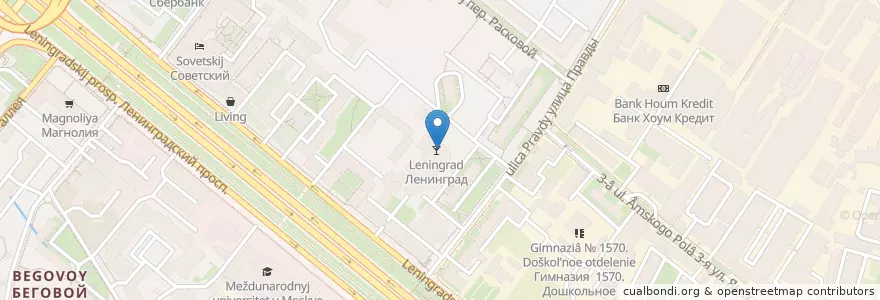 Mapa de ubicacion de Ленинград en Rusia, Центральный Федеральный Округ, Москва, Район Беговой.