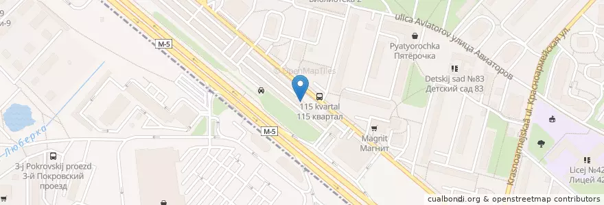 Mapa de ubicacion de PizzaBeer en 러시아, Центральный Федеральный Округ, Московская Область, Городской Округ Люберцы.