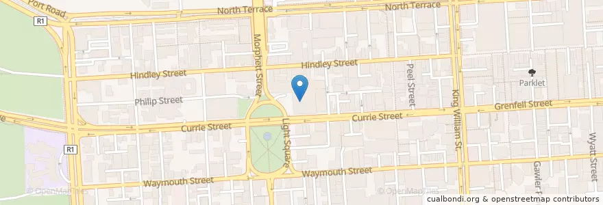 Mapa de ubicacion de Aroma cafe en 오스트레일리아, South Australia, Adelaide, Adelaide City Council.