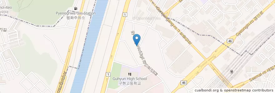 Mapa de ubicacion de 경동 화물 en 대한민국, 서울, 구로구, 구로2동.