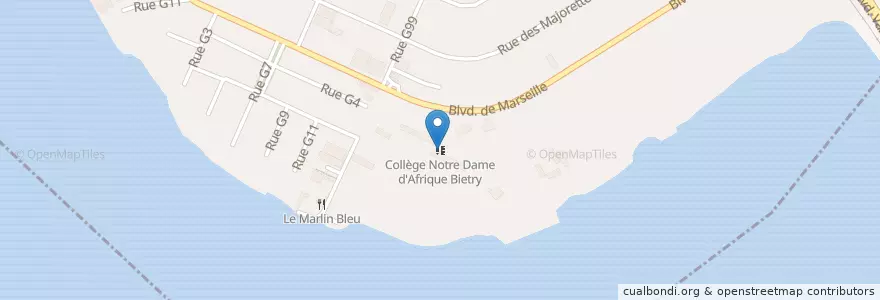 Mapa de ubicacion de Collège Notre Dame d'Afrique Bietry en Côte D’Ivoire, Abidjan, Marcory.