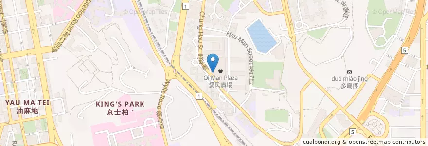 Mapa de ubicacion de ICBC en China, Cantão, Hong Kong, Novos Territórios, Kowloon, 油尖旺區 Yau Tsim Mong District, 九龍城區 Kowloon City District.
