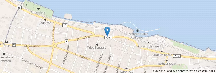 Mapa de ubicacion de Rössli Café & Restaurant en 瑞士, Sankt Gallen, Wahlkreis Rorschach, Rorschach.