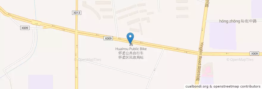 Mapa de ubicacion de 怀柔公共自行车怀柔区民政局站 en 中国, 北京市, 河北省, 怀柔区 / Huairou.