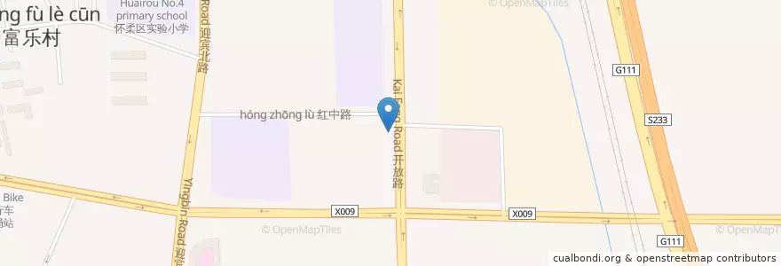 Mapa de ubicacion de 怀柔公共自行车第六小学站 en الصين, بكين, خبي, 怀柔区 / Huairou.
