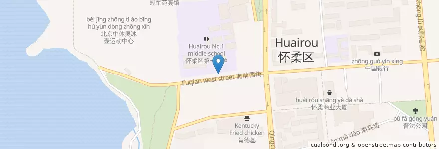 Mapa de ubicacion de 怀柔公共自行车怀柔一中站 en الصين, بكين, خبي, 怀柔区 / Huairou.