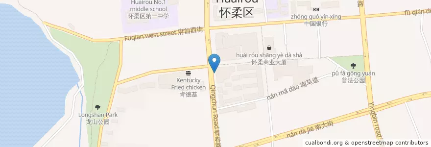 Mapa de ubicacion de 怀柔公共自行车商业街西口站 en China, Peking, Hebei, 怀柔区 / Huairou.