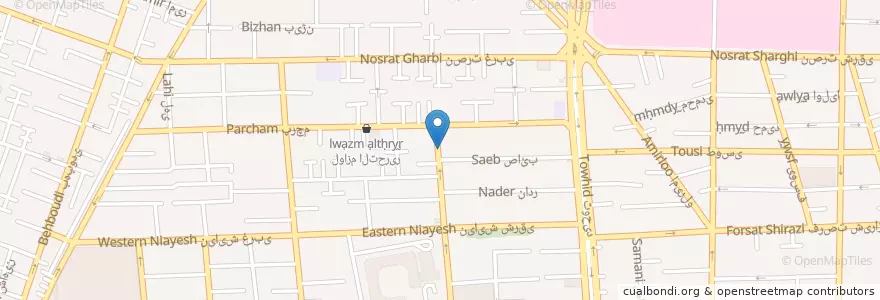 Mapa de ubicacion de داروخانه دکتر محمودی en 이란, 테헤란, شهرستان تهران, 테헤란, بخش مرکزی شهرستان تهران.