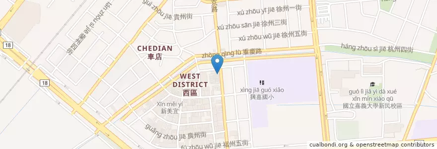 Mapa de ubicacion de 胖胖魚小火鍋 en 臺灣, 臺灣省, 嘉義市, 嘉義縣, 西區.