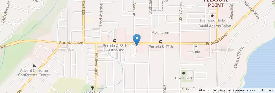 Mapa de ubicacion de Paula's en United States, California, Santa Cruz County.