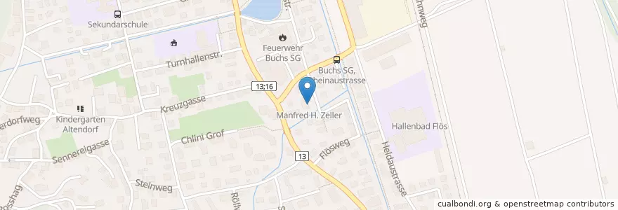 Mapa de ubicacion de Manfred H. Zeller en İsviçre, Sankt Gallen, Wahlkreis Werdenberg, Buchs (Sg).