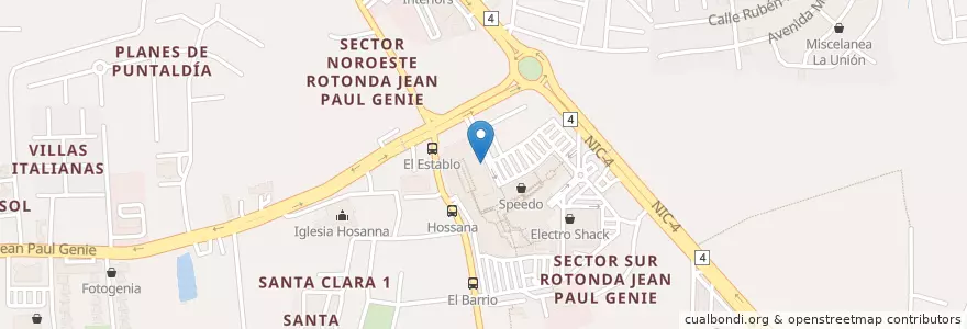 Mapa de ubicacion de Café Las Flores Galerías Santo Domingo en Nicaragua, Departamento De Managua, Managua (Municipio).