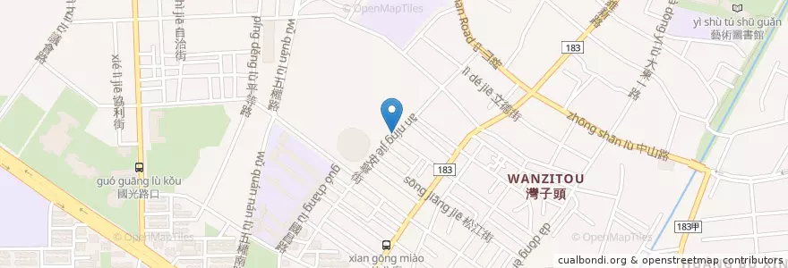 Mapa de ubicacion de 蔥肉餅（每月第二。四週禮拜天休息） en 타이완, 가오슝시, 펑산구.