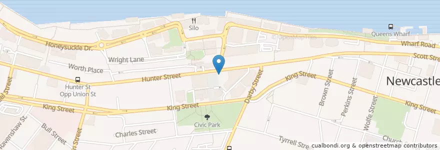 Mapa de ubicacion de Blue Door Cafe en 澳大利亚, 新南威尔士州, Newcastle City Council, Newcastle-Maitland.