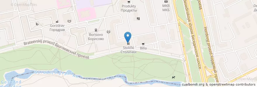 Mapa de ubicacion de Столички en Rússia, Distrito Federal Central, Москва, Южный Административный Округ, Район Братеево.