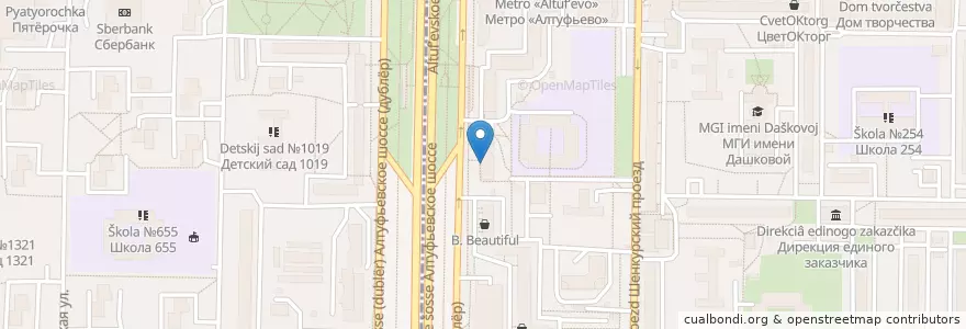 Mapa de ubicacion de Здоров.ру en Rusland, Centraal Federaal District, Moskou, Северо-Восточный Административный Округ, Район Лианозово, Район Бибирево.