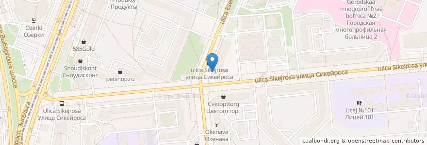 Mapa de ubicacion de Истерия en Russia, Northwestern Federal District, Leningrad Oblast, Saint Petersburg, Vyborgsky District, Округ Сосновское.
