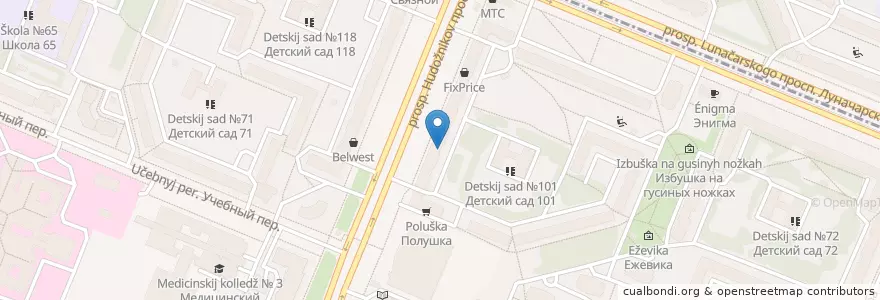Mapa de ubicacion de Опорный пункт полиции en Russie, District Fédéral Du Nord-Ouest, Oblast De Léningrad, Saint-Pétersbourg, Выборгский Район, Округ Сосновское.