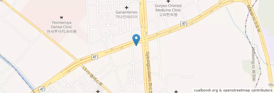 Mapa de ubicacion de 이건용산부인과 en Corea Del Sud, Gyeonggi, 안양시, 동안구, 호계동.
