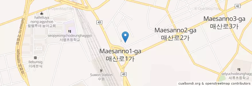 Mapa de ubicacion de 르브레드렙 en Coreia Do Sul, Gyeonggi, 수원시.