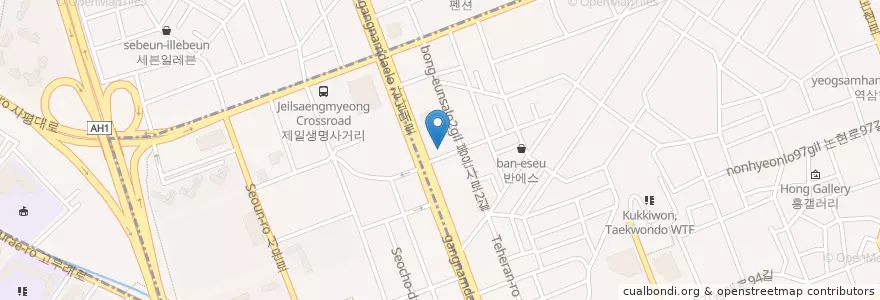 Mapa de ubicacion de 쉐이크쉑 강남점 en Corée Du Sud, Séoul, 강남구, 서초구, 역삼동, 역삼1동.