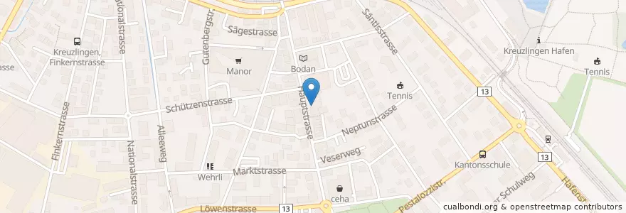 Mapa de ubicacion de Stadt Apotheke en Schweiz/Suisse/Svizzera/Svizra, Thurgau, Bezirk Kreuzlingen, Kreuzlingen.