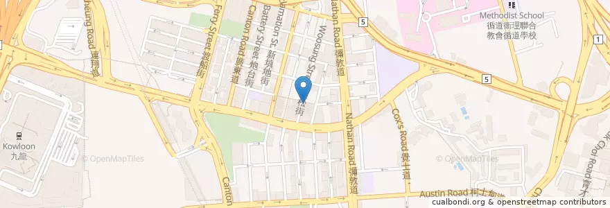 Mapa de ubicacion de 香港仔魚蛋粉專門店 en 중국, 광둥성, 홍콩, 가우룽, 신제, 油尖旺區 Yau Tsim Mong District.