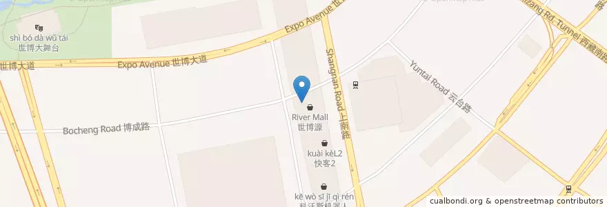Mapa de ubicacion de KFC en China, Xangai, Pudong.