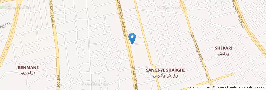 Mapa de ubicacion de پلیس+۱۰ en Iran, استان بوشهر, شهرستان بوشهر, بخش مرکزی شهرستان بوشهر, دهستان حومه بوشهر, بوشهر.