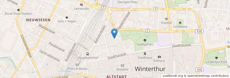 Mapa de ubicacion de Beans & Balls en Suiza, Zúrich, Bezirk Winterthur, Winterthur.