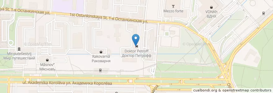 Mapa de ubicacion de Доктор Петрофф en Russia, Distretto Federale Centrale, Москва, Северо-Восточный Административный Округ, Останкинский Район.