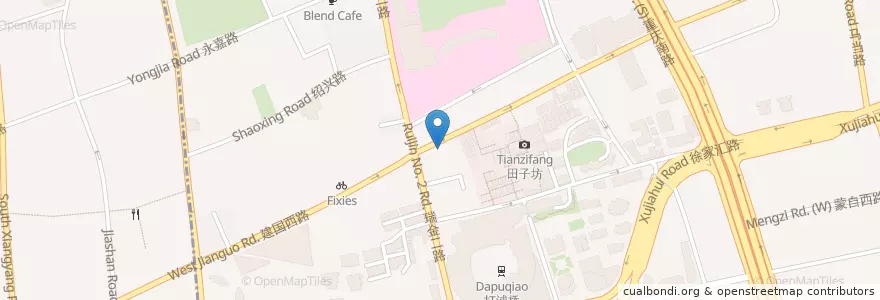 Mapa de ubicacion de Kaiba Tap House en China, Xangai, Huangpu.