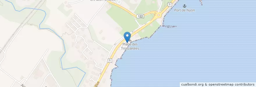 Mapa de ubicacion de Restaurant de la Plage en Suiza, Valdia, District De Nyon, Nyon.