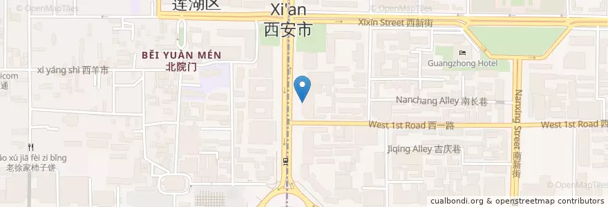 Mapa de ubicacion de 上海浦东发展银行 en China, Xianxim, 西安市, 新城区 (Xincheng).