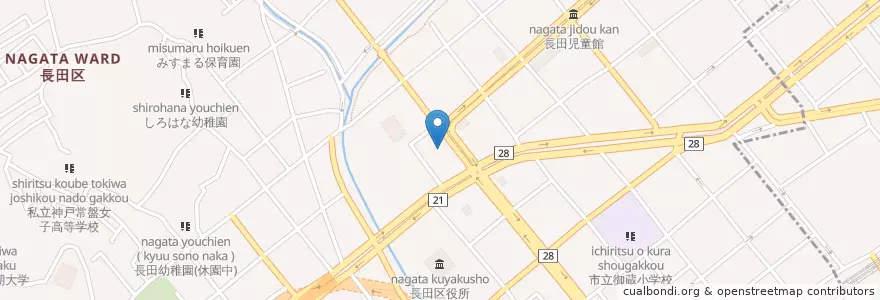 Mapa de ubicacion de コンプリーチェ en 日本, 兵库县/兵庫縣, 神户市, 長田区.