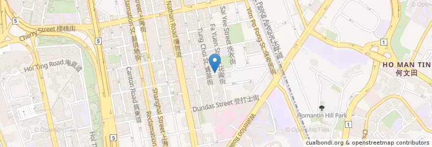 Mapa de ubicacion de 明苑粉麵茶餐廳 en 중국, 광둥성, 홍콩, 가우룽, 신제, 油尖旺區 Yau Tsim Mong District.