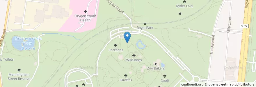 Mapa de ubicacion de Wild Dogs Cafe en Australien, Victoria, City Of Melbourne.