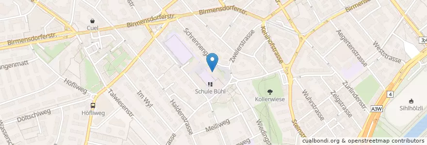 Mapa de ubicacion de Cafeteria Kantonsschule Wiedikon en Switzerland, Zurich, District Zurich, Zurich.