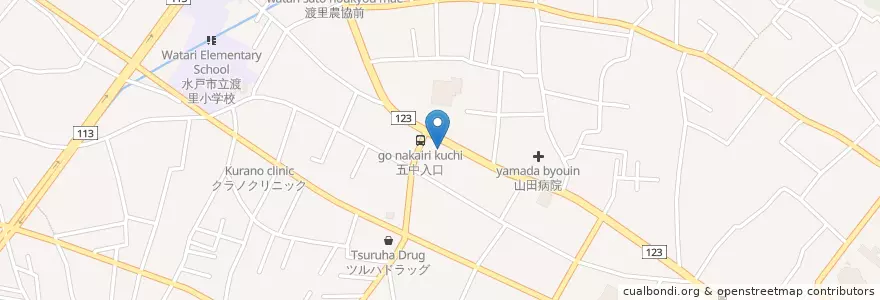 Mapa de ubicacion de 筑波銀行 en ژاپن, 茨城県, 水戸市.