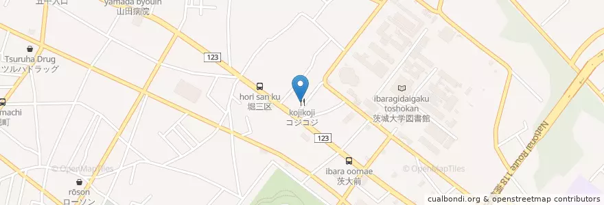 Mapa de ubicacion de コジコジ en اليابان, إيباراكي, 水戸市.