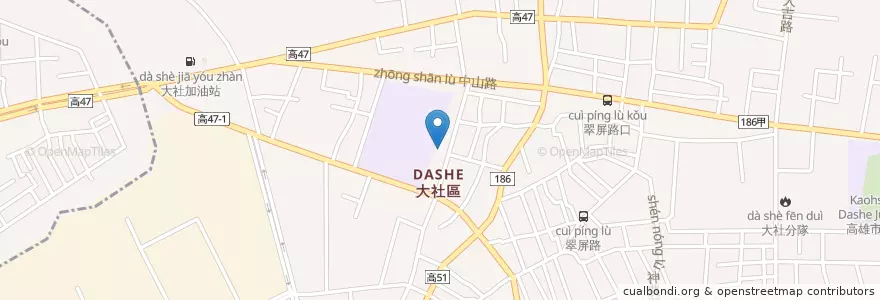 Mapa de ubicacion de 大社中山堂 en Taiwan, Kaohsiung, 大社區.