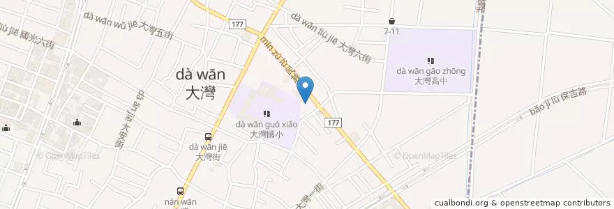 Mapa de ubicacion de 臺南市永康區東灣里活動中心 en 타이완, 타이난 시, 융캉구.