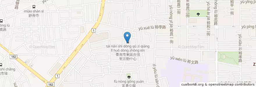 Mapa de ubicacion de 臺南市東區自強里活動中心 en Taiwán, 臺南市, 東區.