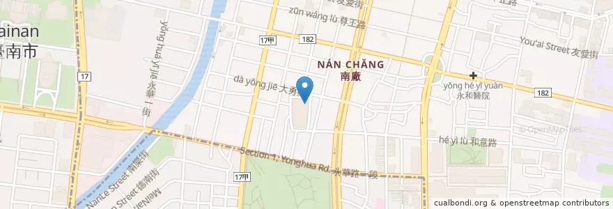 Mapa de ubicacion de 臺南市中西區郡西里活動中心 en Taiwan, 臺南市, 中西區.