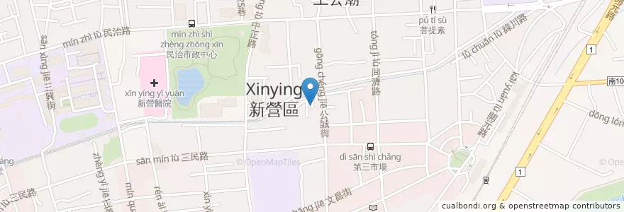 Mapa de ubicacion de 臺南市新營區大宏王公社區活動中心 en تایوان, 臺南市, 新營區.