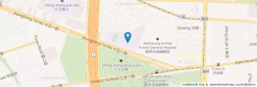 Mapa de ubicacion de 高雄市立中正高級中學 en تايوان, كاوهسيونغ, 苓雅區.